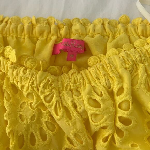 Lilly Pulitzer Yellow Off-Shoulder Eyelet Top size M - Picture 4 of 4